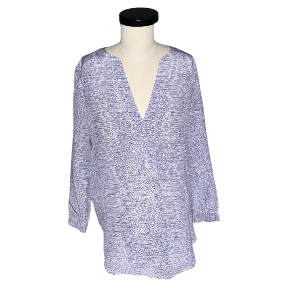 Ellie Kai Silk Blue 3/4 Sleeve Blouse